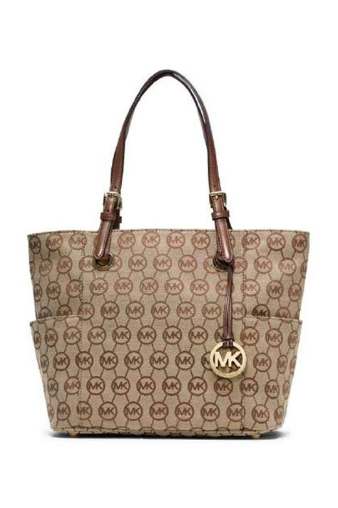 mocha michael kors signature tote purse|michael kors leather tote.